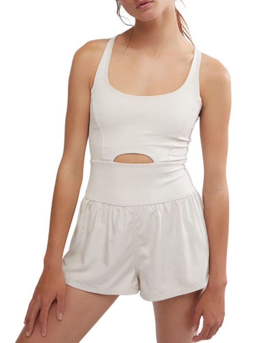 FP Movement by Free People Cream Cutout Romper